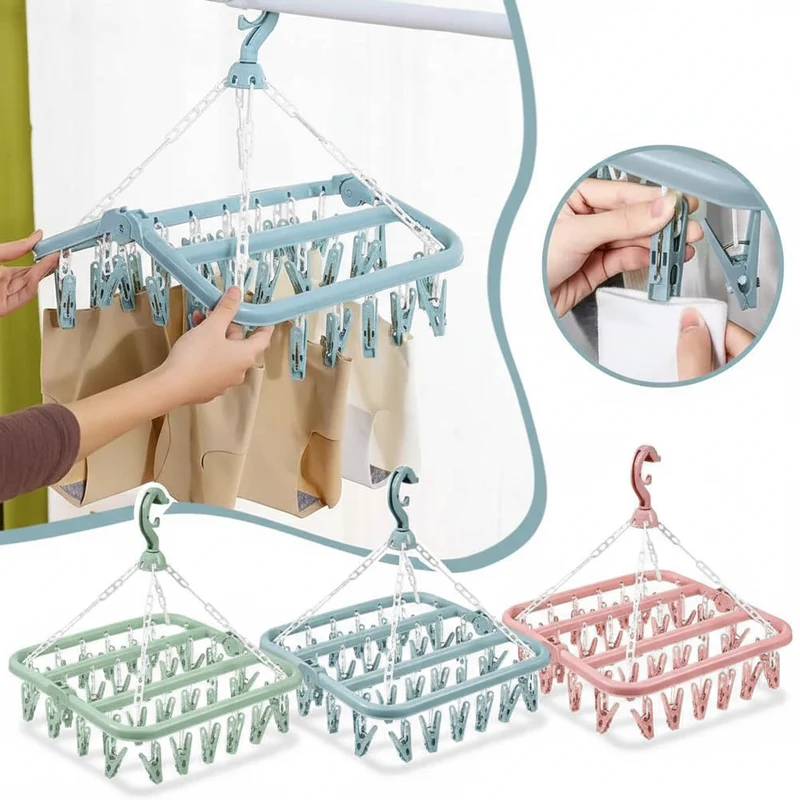 Petit étendoir à linge multi pinces 32 clips