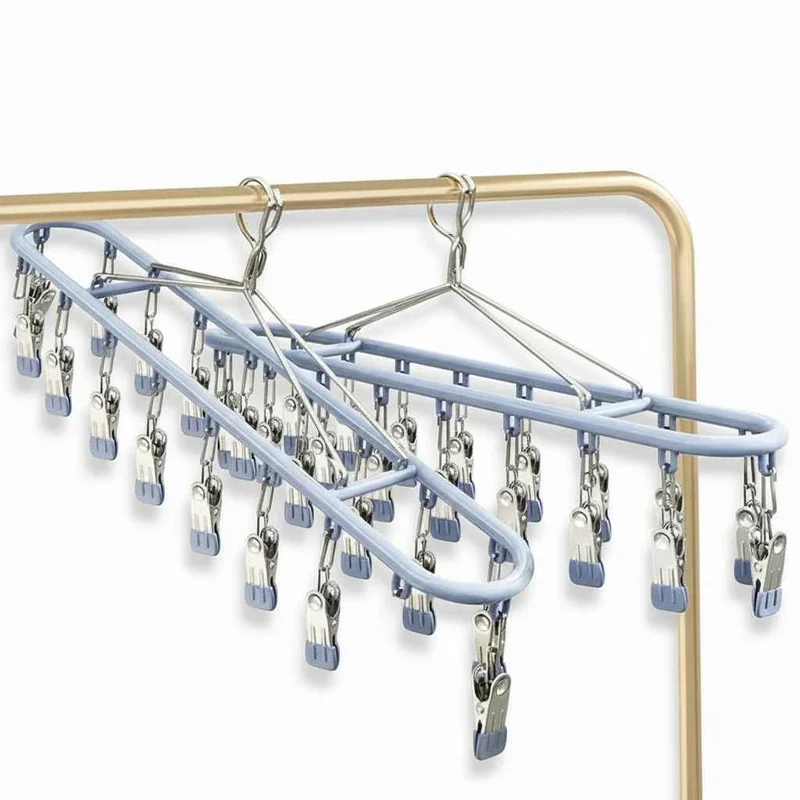 Petit étendoir à linge inox à pinces multiples