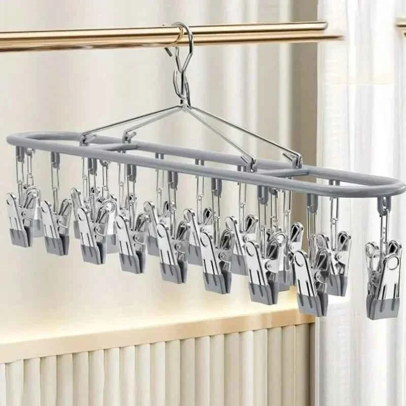 Petit étendoir à linge inox à pinces multiples