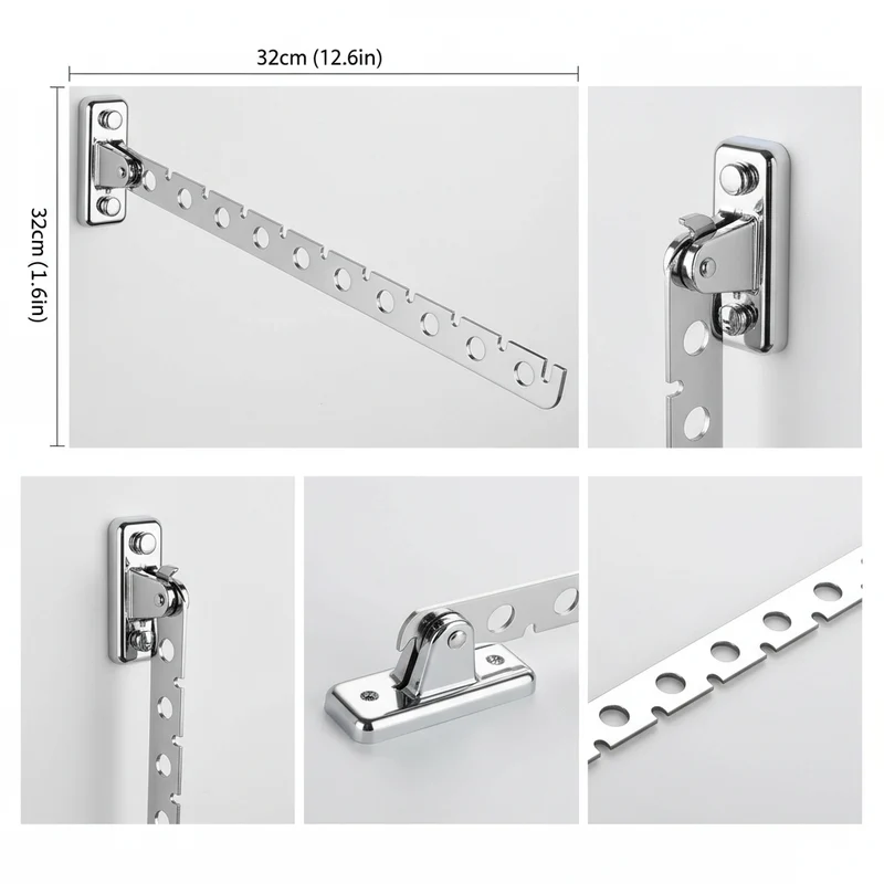 Étendoir à linge mural rabattable inox 180° pliable