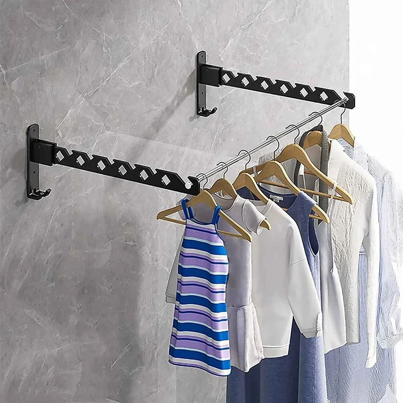 Étendoir à linge mural rabattable inox 180° pliable