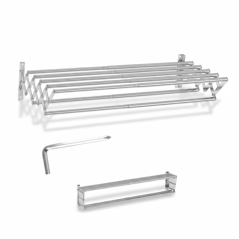 Étendoir à linge mural rétractable inox pliable