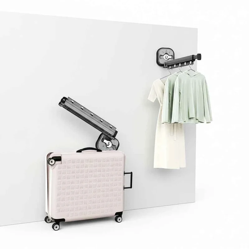 Étendoir à linge mural rétractable aluminium sans perçage