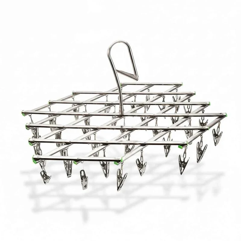 Petit étendoir à linge inox pliable à pinces
