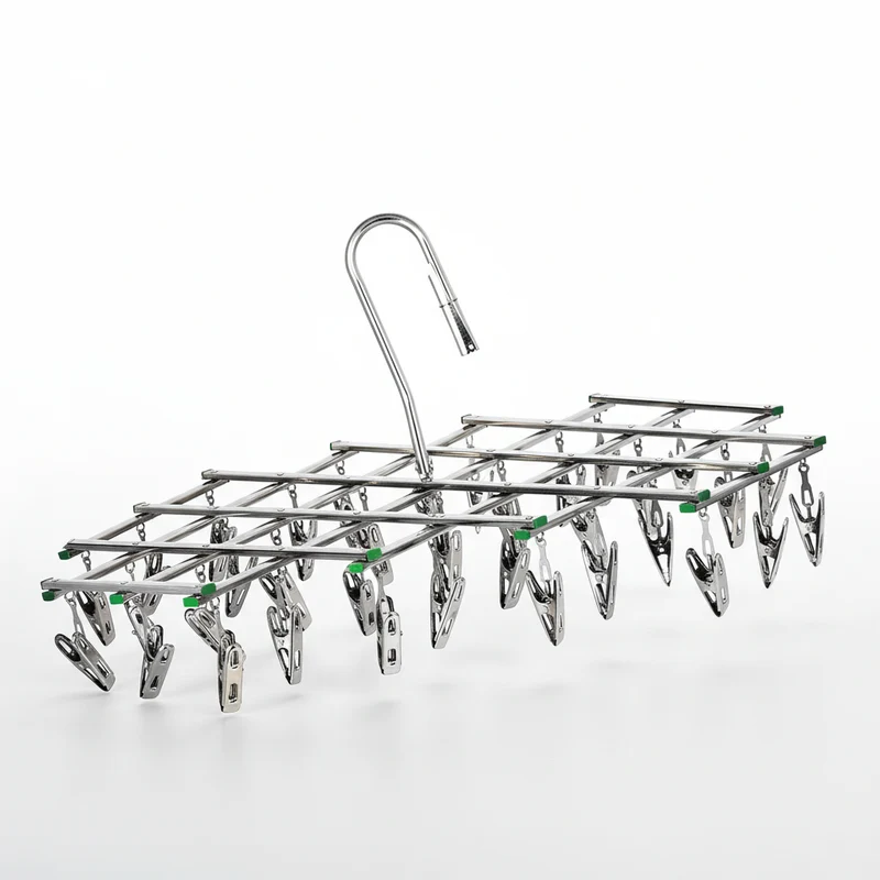 Petit étendoir à linge inox pliable à pinces