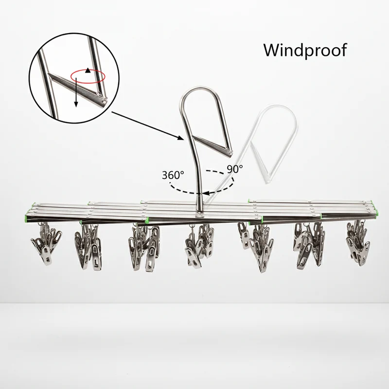 Petit étendoir à linge inox pliable à pinces