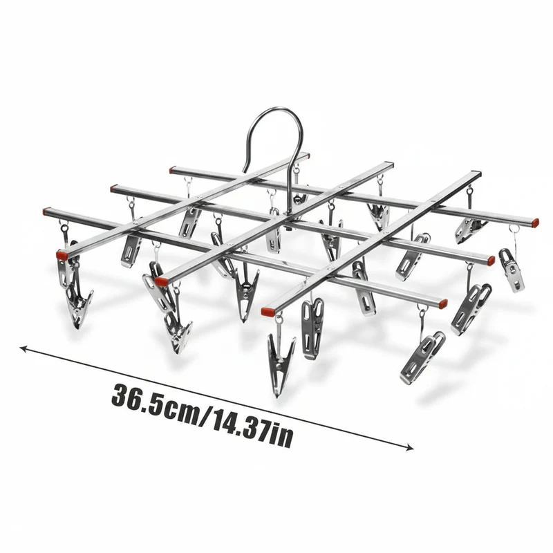 Petit étendoir à linge inox pliable à pinces