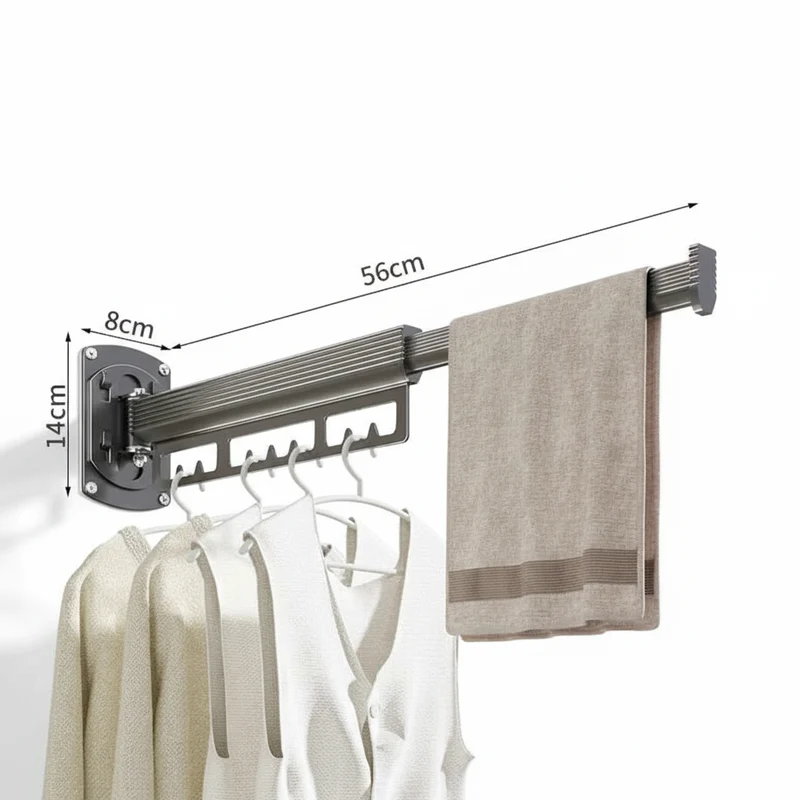 Étendoir à linge mural rétractable aluminium robuste