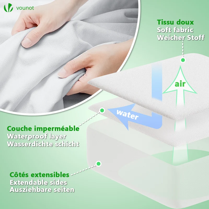 Lot de 2 Protège Matelas Alèse Impermeable avec jupe elastiquee 135x190x30cm