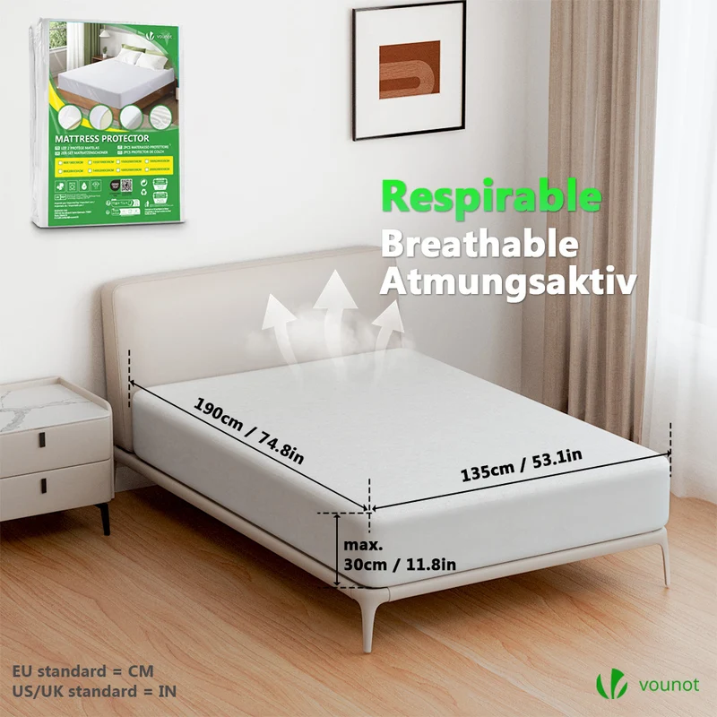Protège Matelas Alèse Impermeable avec jupe elastiquee 135x190x30cm