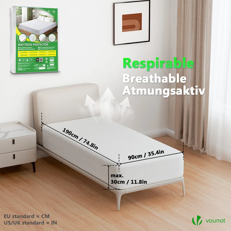Protège Matelas Alèse Impermeable avec jupe elastiquee 90x190x30cm