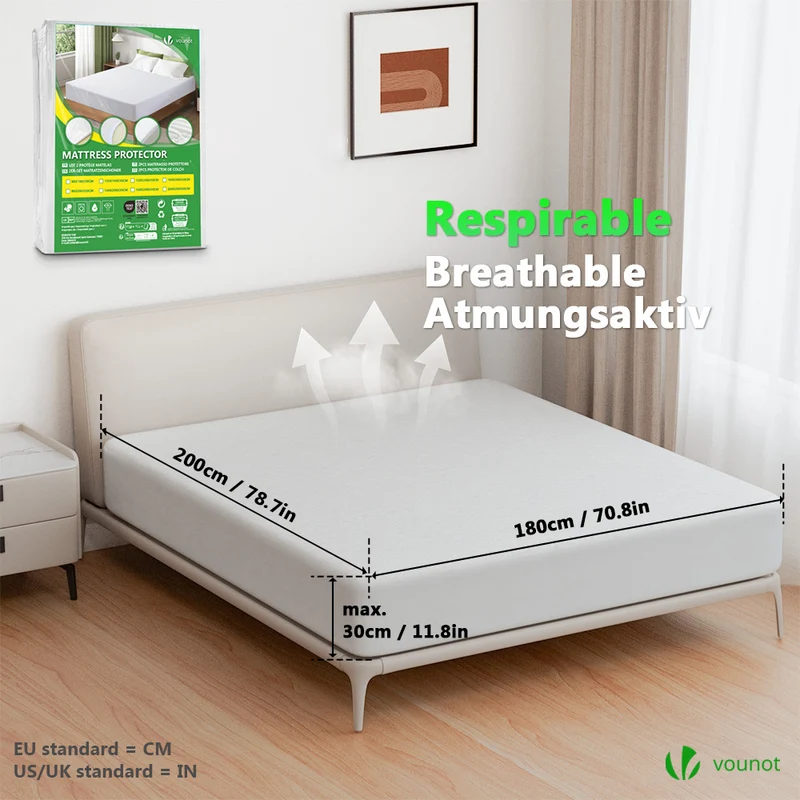 Protège Matelas Alèse Impermeable avec jupe elastiquee 180x200x30cm