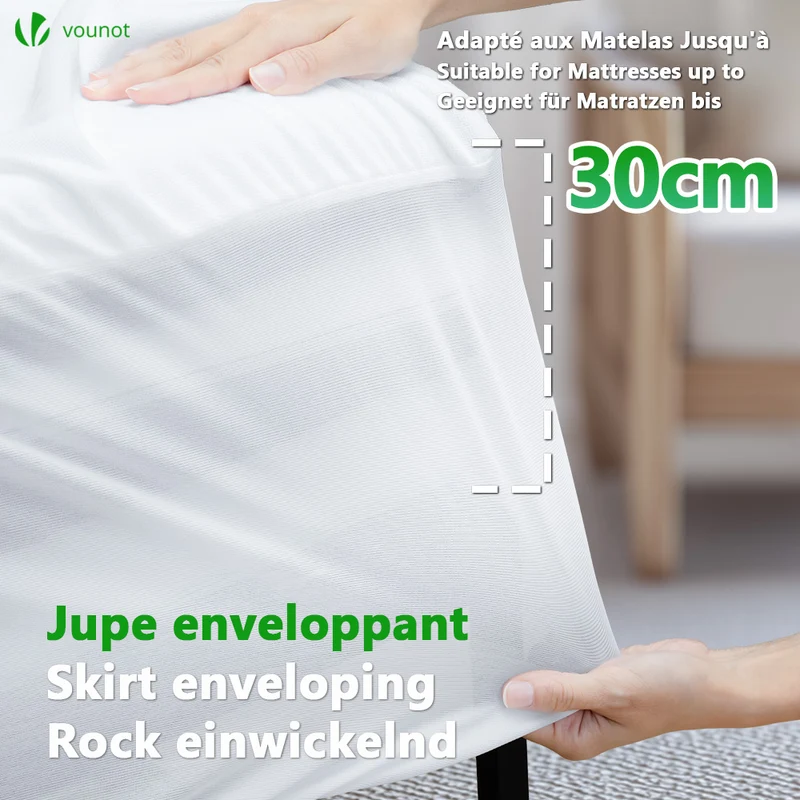 Protège Matelas Alèse Impermeable avec jupe elastiquee 160x200x30cm