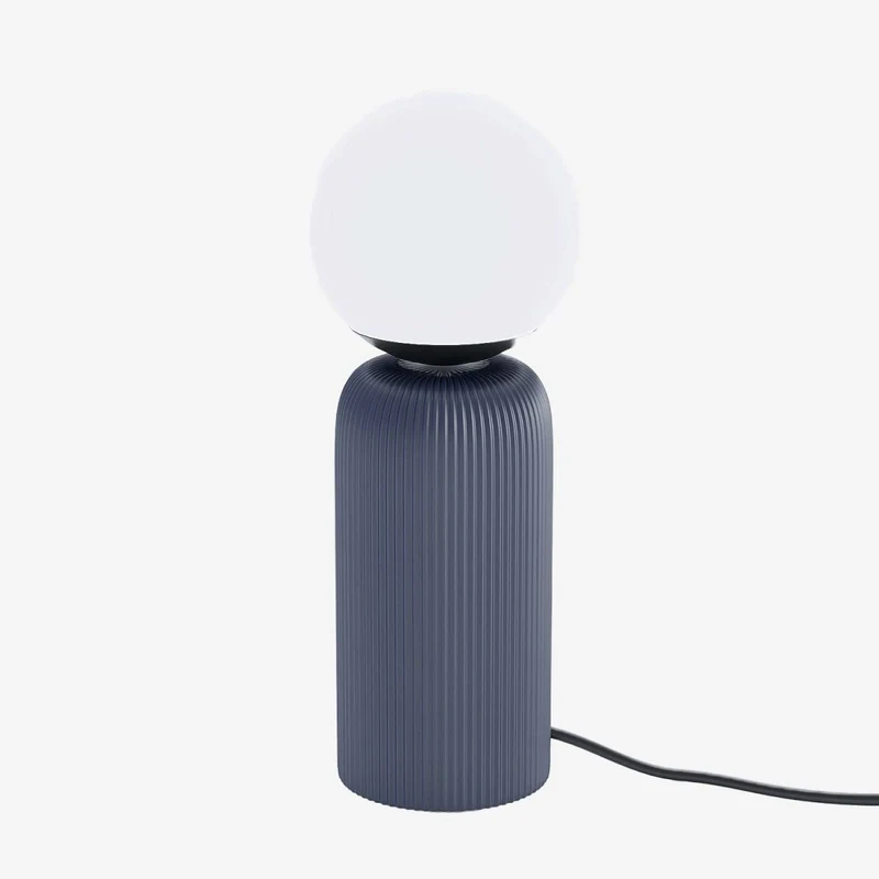 Lampe poser en c ramique bleue et globe de verre Gauguin
