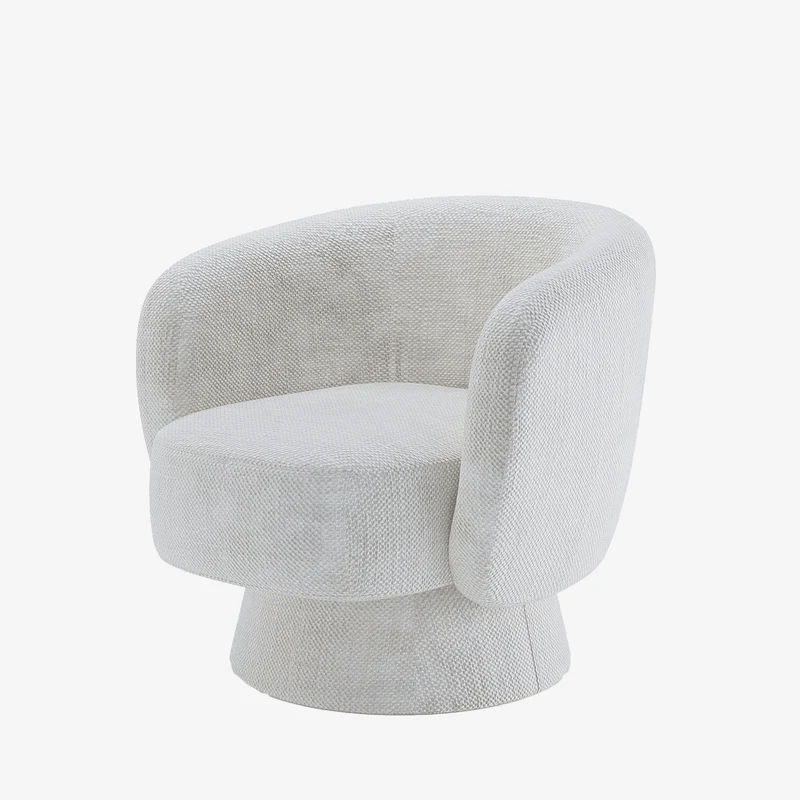 Fauteuil pivotant en tissu chenille blanc Salma