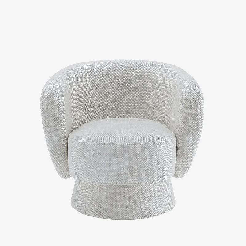 Fauteuil pivotant en tissu chenille blanc Salma