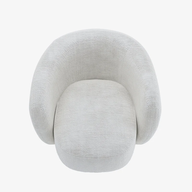 Fauteuil pivotant en tissu chenille blanc Salma