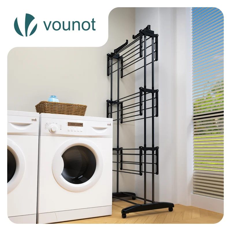Sechoir a linge etendoir renforce 4 niveaux 125x62x173cm noir