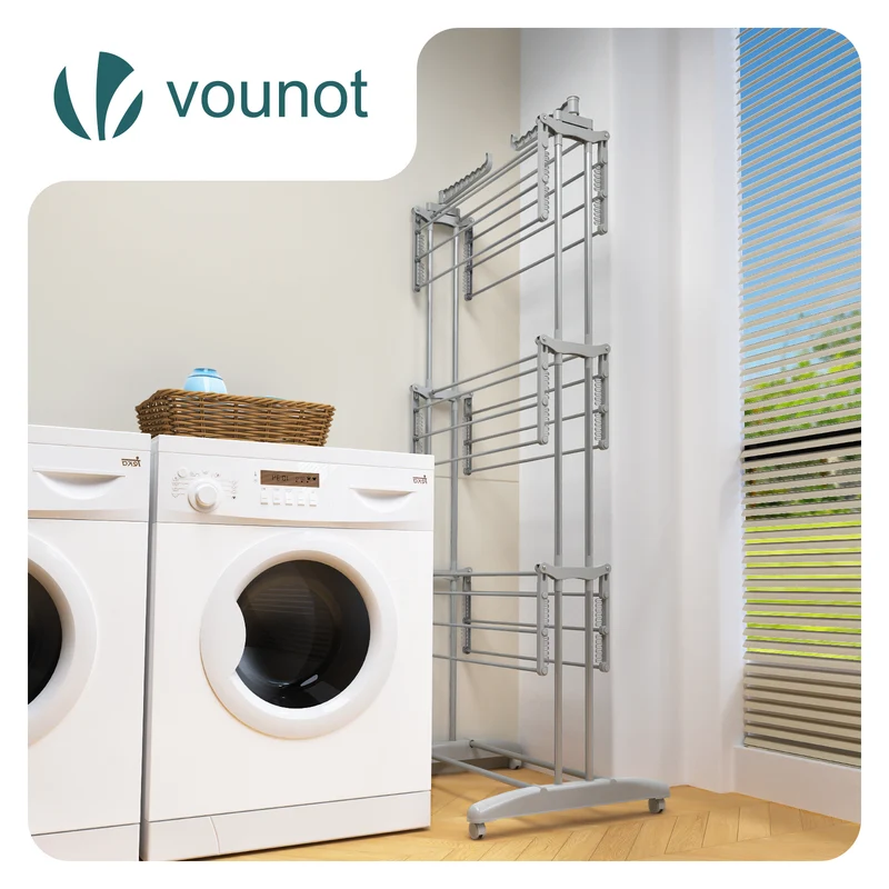 Sechoir a linge etendoir renforce 4 niveaux 125x62x173cm gris