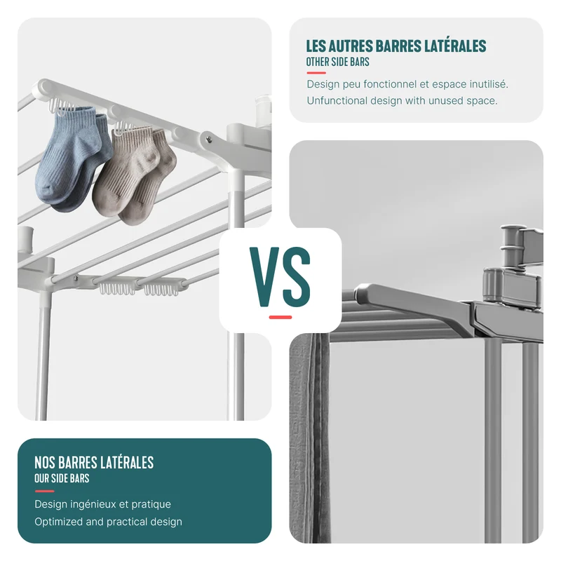 Sechoir a linge etendoir renforce 4 niveaux 125x62x173cm blanc
