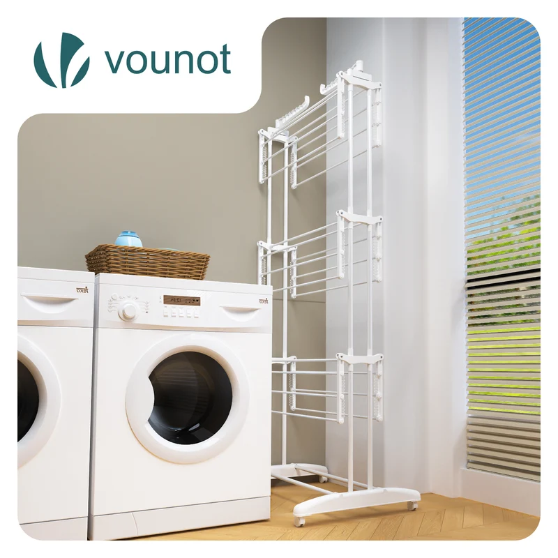 Sechoir a linge etendoir renforce 4 niveaux 125x62x173cm blanc
