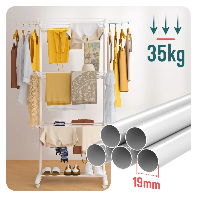 Sechoir a linge etendoir renforce 4 niveaux 125x62x173cm blanc