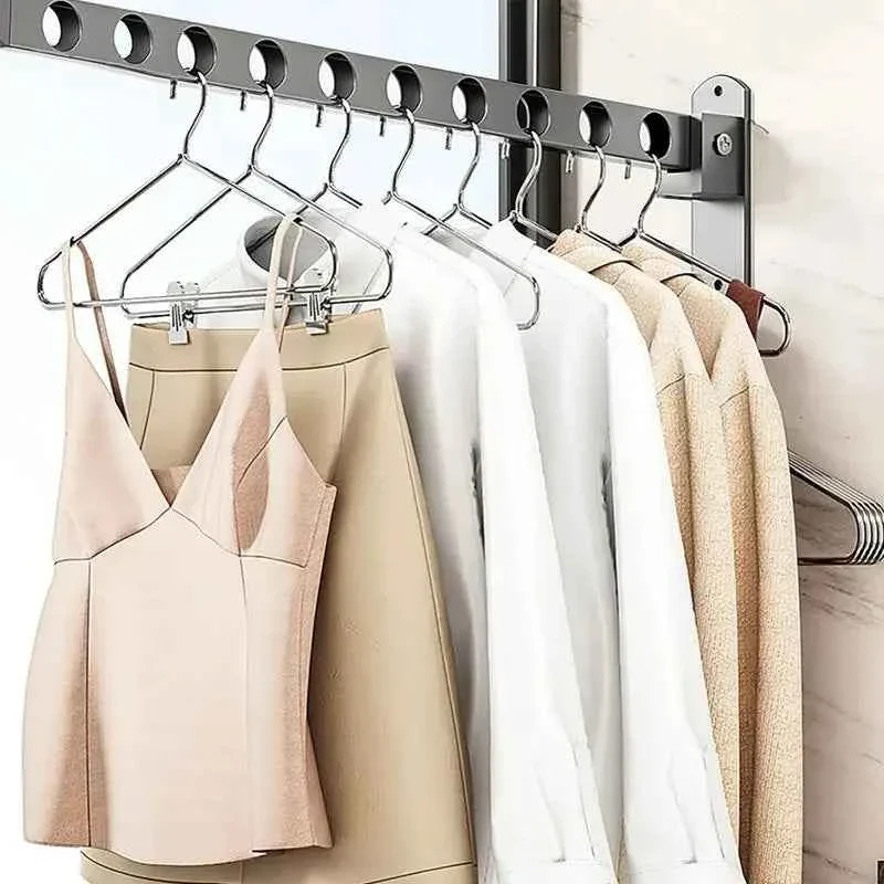 Étendoir à linge mural rabattable double barre pliable