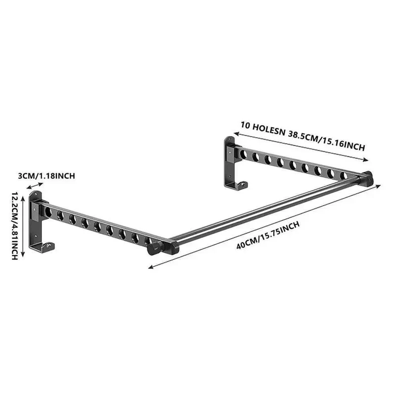Étendoir à linge mural rabattable double barre pliable
