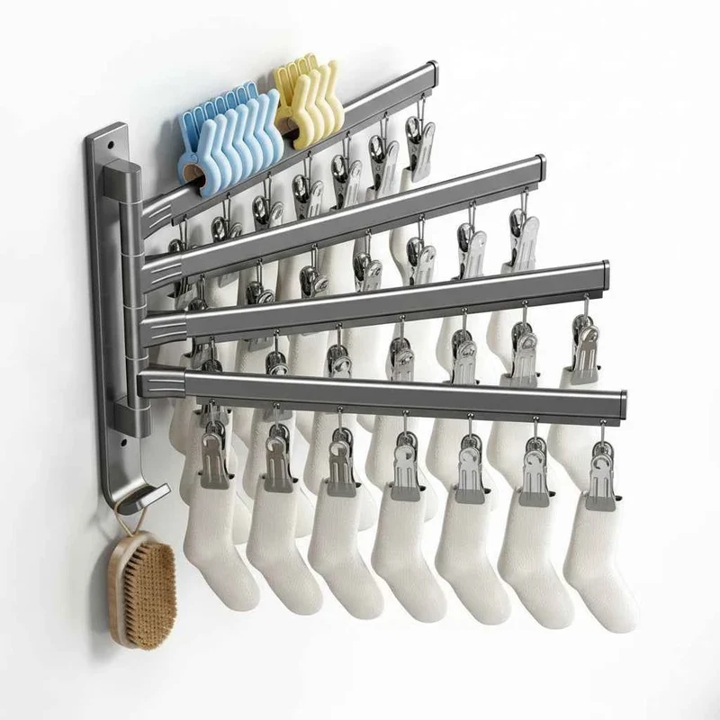 Étendoir à linge mural pliable en aluminium