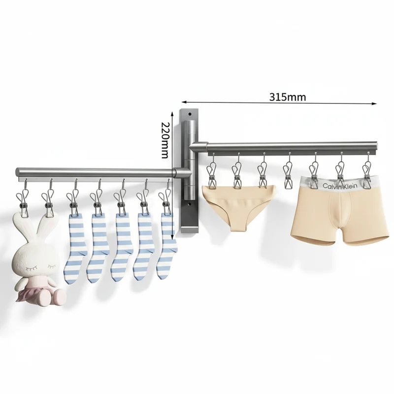 Étendoir à linge mural pliable en aluminium