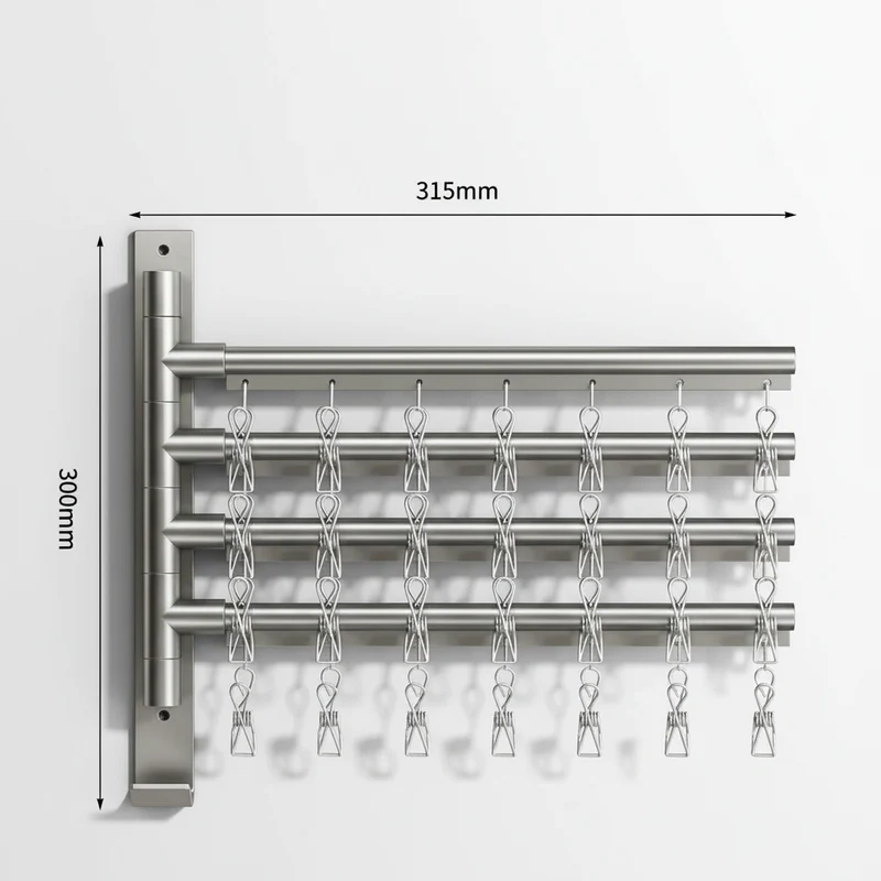 Étendoir à linge mural pliable en aluminium