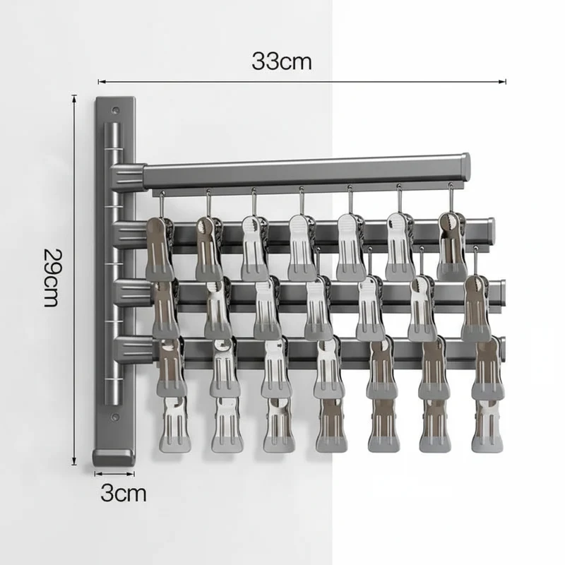 Étendoir à linge mural pliable en aluminium