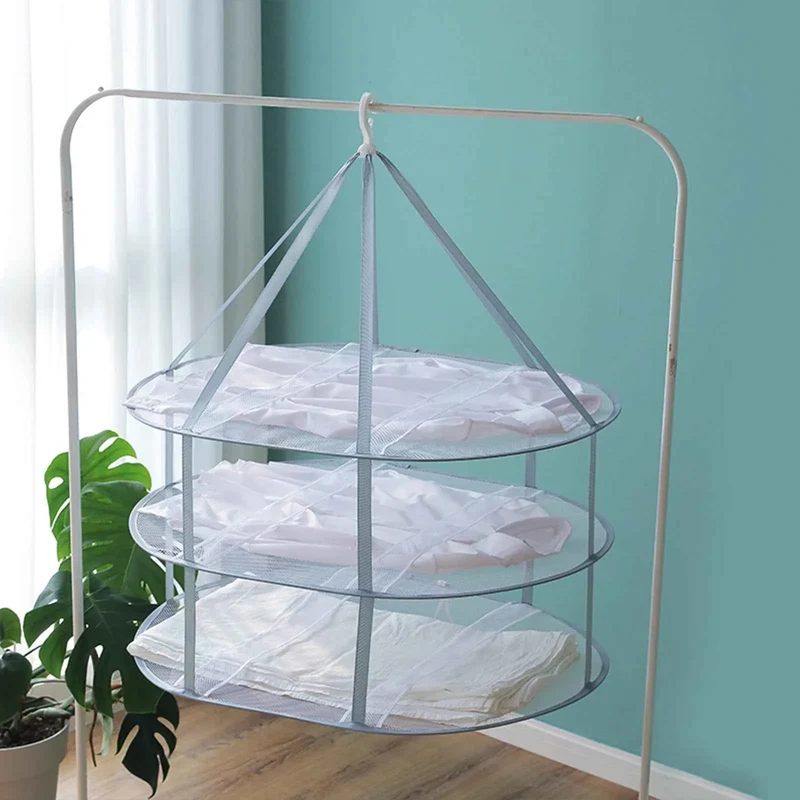 Petit étendoir à linge pliant en filet empilable
