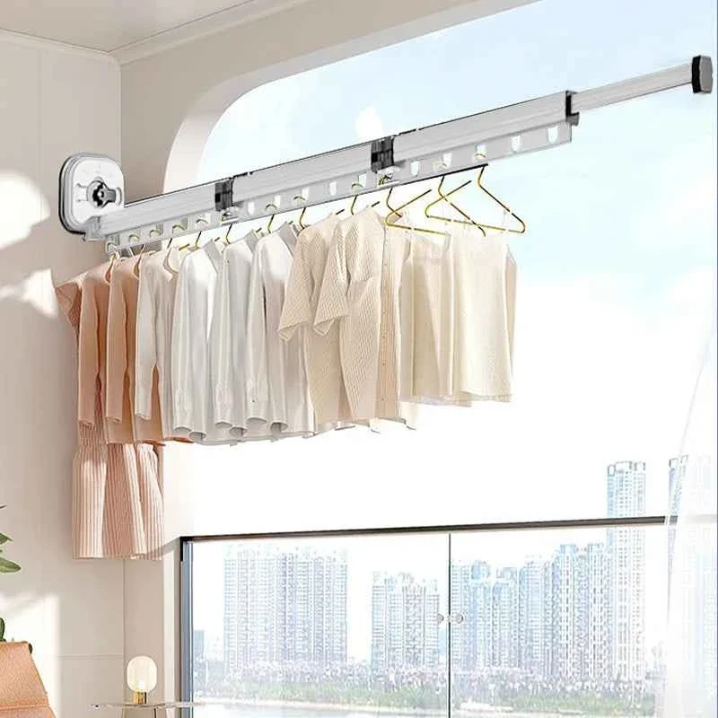 Étendoir à linge mural rétractable aluminium ventouse