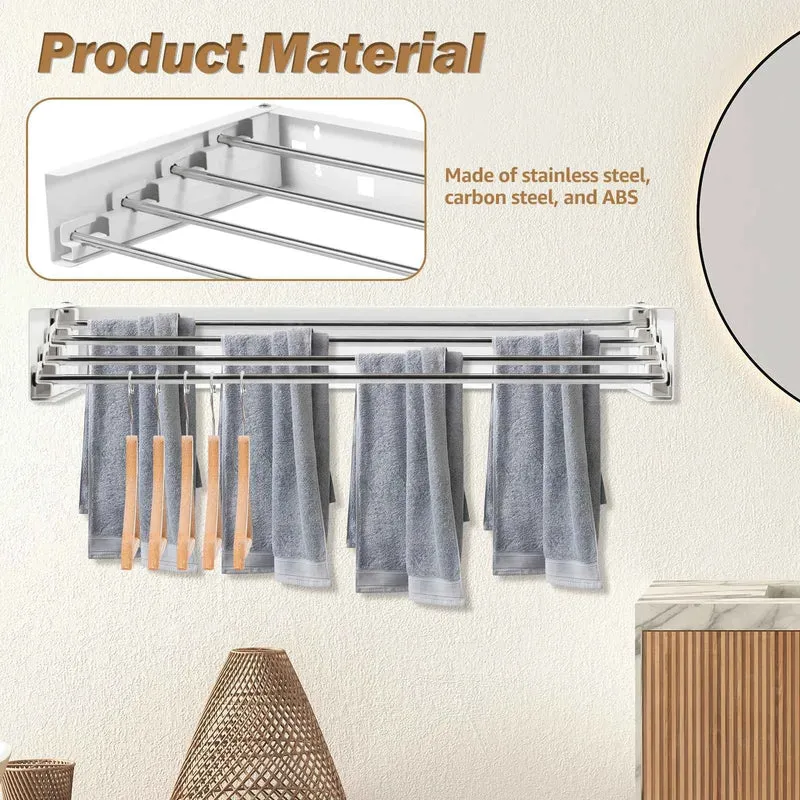 Étendoir à linge mural rabattable inox pliable