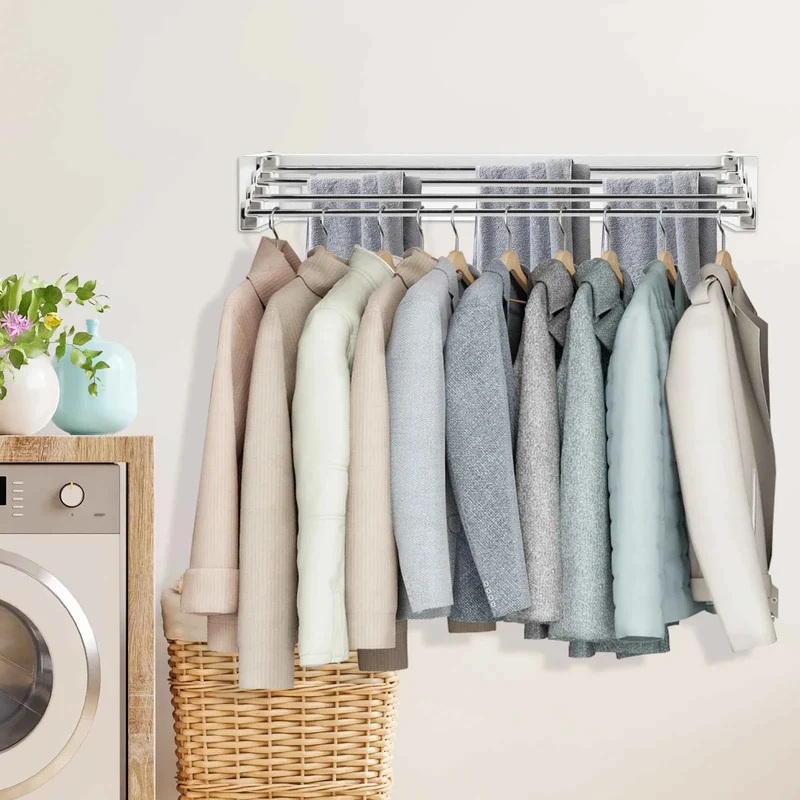 Étendoir à linge mural rabattable inox pliable
