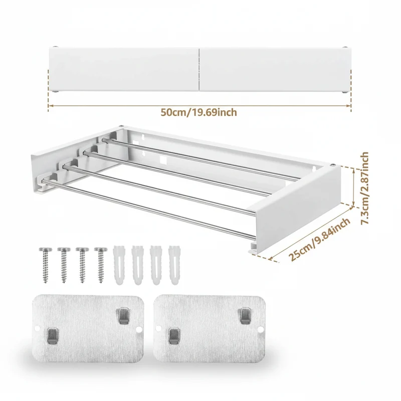 Étendoir à linge mural rabattable inox pliable
