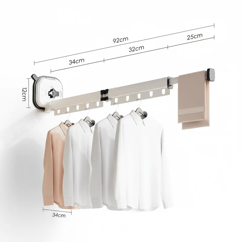 Étendoir à linge mural rétractable en aluminium