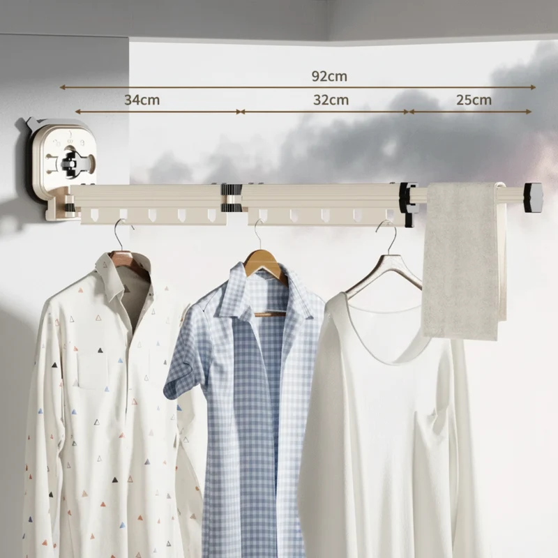 Étendoir à linge mural rétractable en aluminium