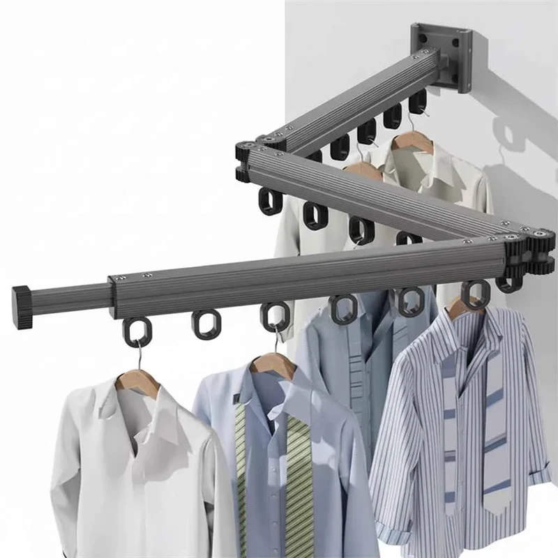 Étendoir à linge mural rétractable en aluminium pliable