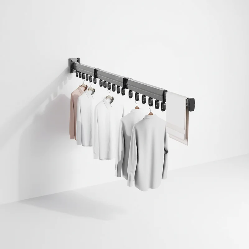 Étendoir à linge mural rétractable en aluminium pliable