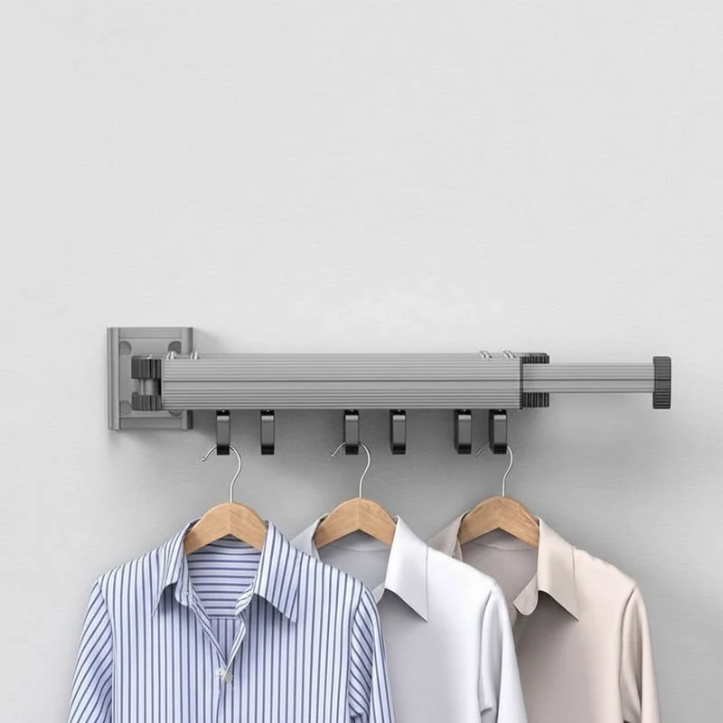 Étendoir à linge mural rétractable en aluminium pliable