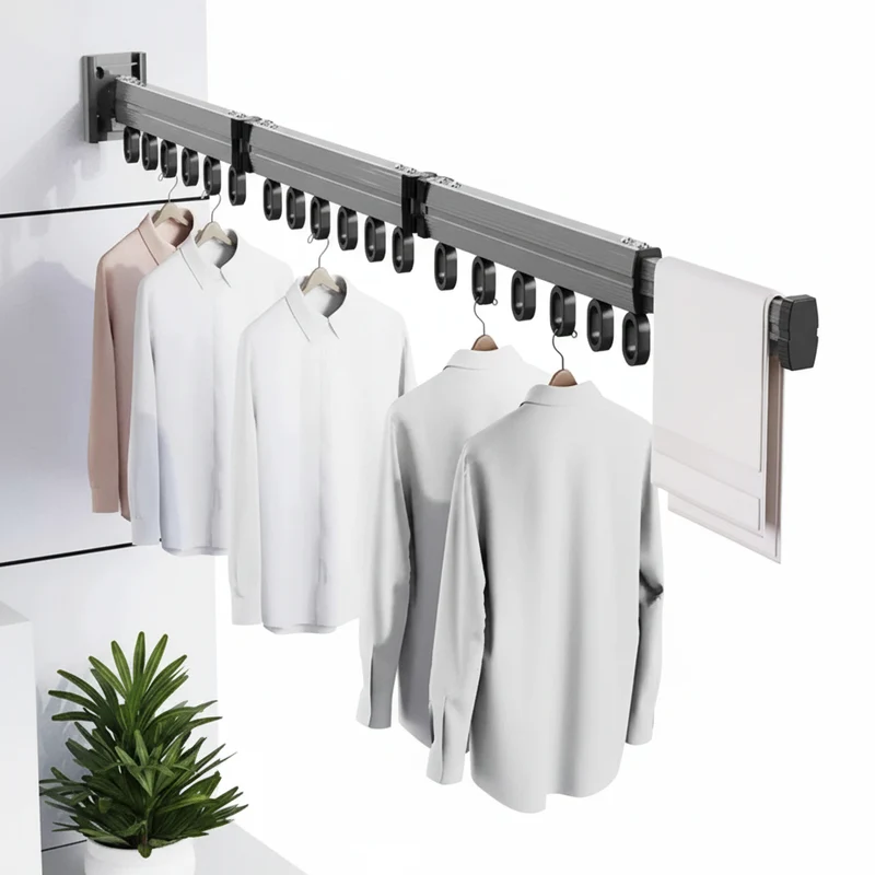 Étendoir à linge mural rétractable en aluminium pliable