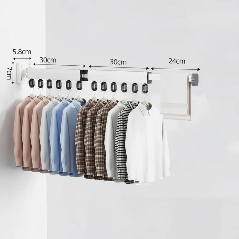 Étendoir à linge mural rétractable en aluminium pliable