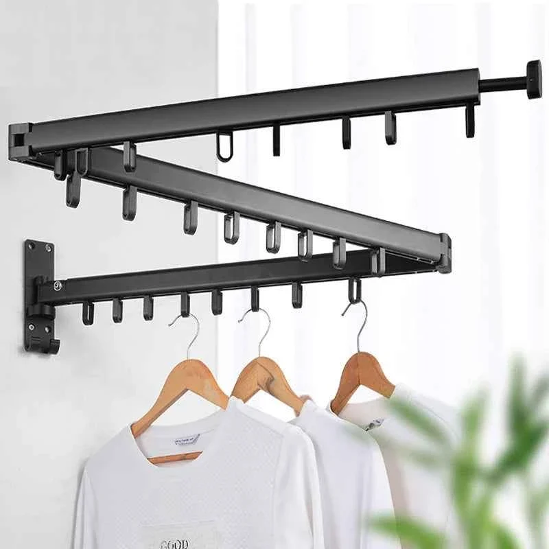 Étendoir à linge mural rétractable en aluminium pliable