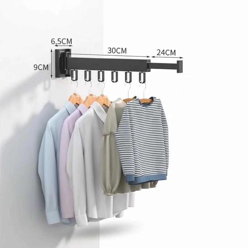 Étendoir à linge mural rétractable en aluminium pliable