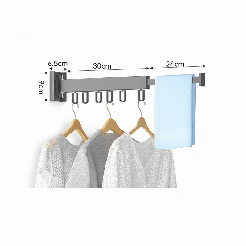 Étendoir à linge mural rétractable en aluminium pliable