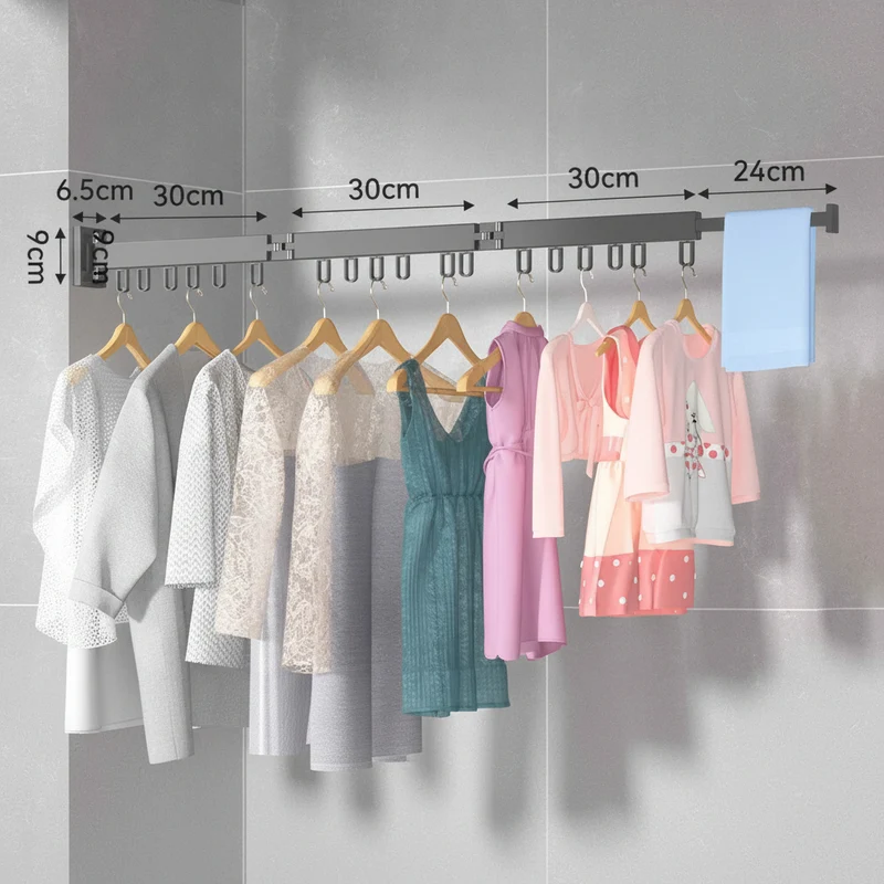 Étendoir à linge mural rétractable en aluminium pliable
