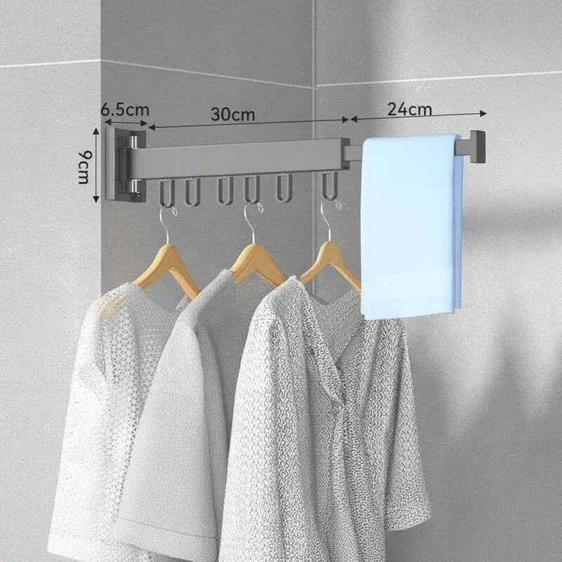 Étendoir à linge mural rétractable en aluminium pliable