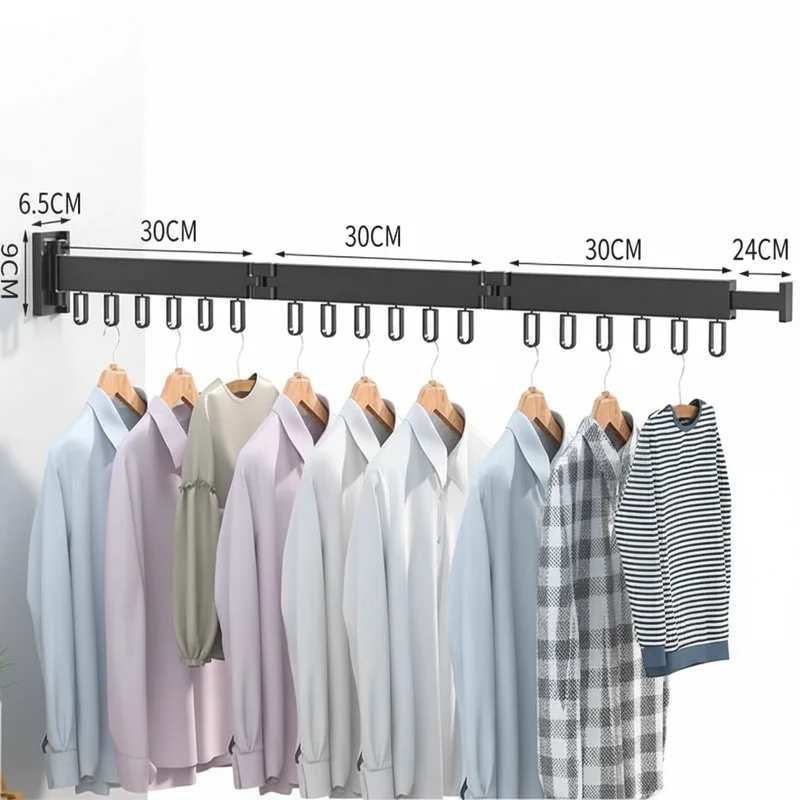 Étendoir à linge mural rétractable en aluminium pliable